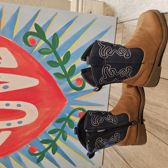 Brown and Blue Western Boots - Picture 2 of 4